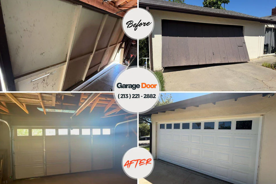 Before and after: garage door repair Bouse, AZ